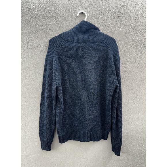 American Eagle Mens Sweater Size Medium Blue Wool Blend Athletic Fit Shawl Neck - Picture 6 of 10